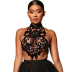 Rhinestone Body Chain Top | Stage & Drag | Black & Silver