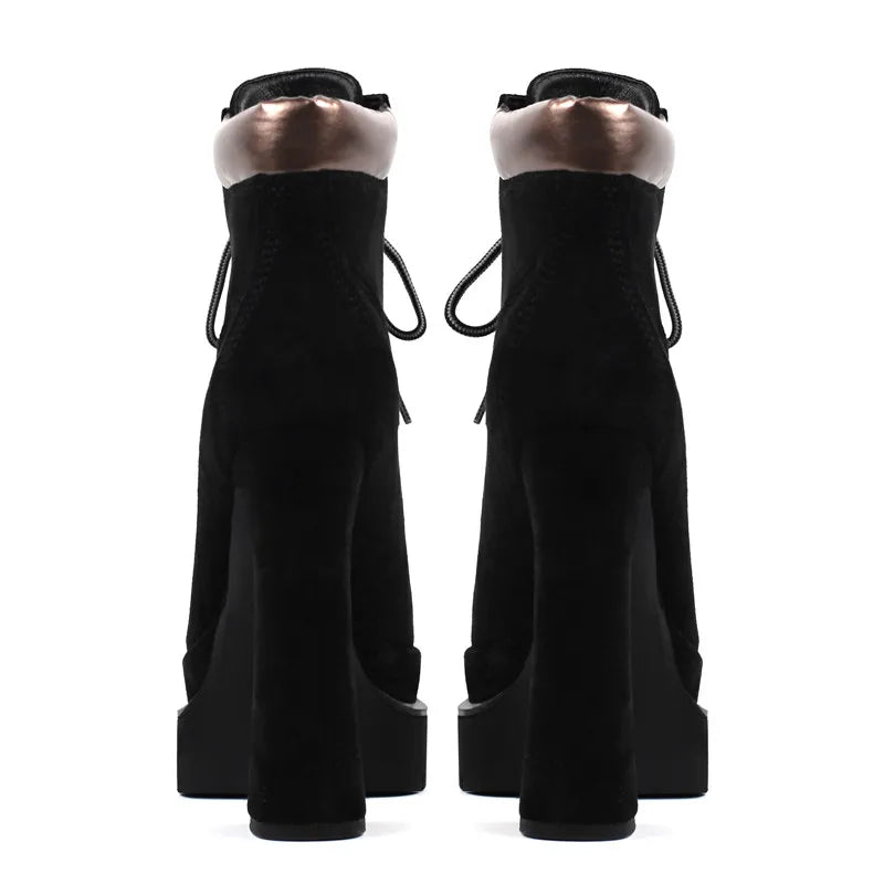 Platform Ankle Booties | Pointed Toe Side Zip | 14cm Heel | Sizes US 5–15