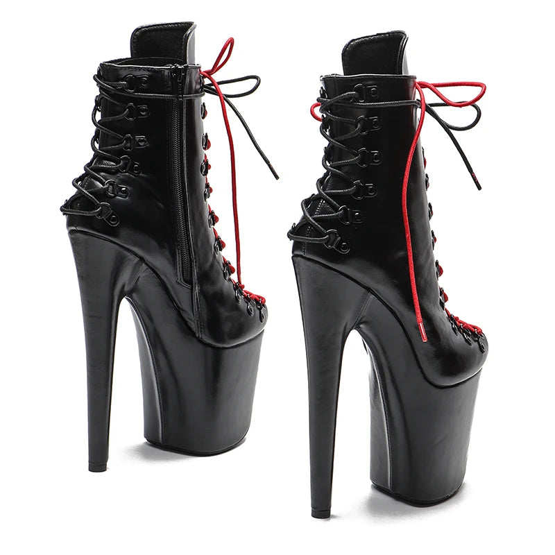 20CM Platform Ankle Boots - Matte Finish High Heel Pole Dance Booties