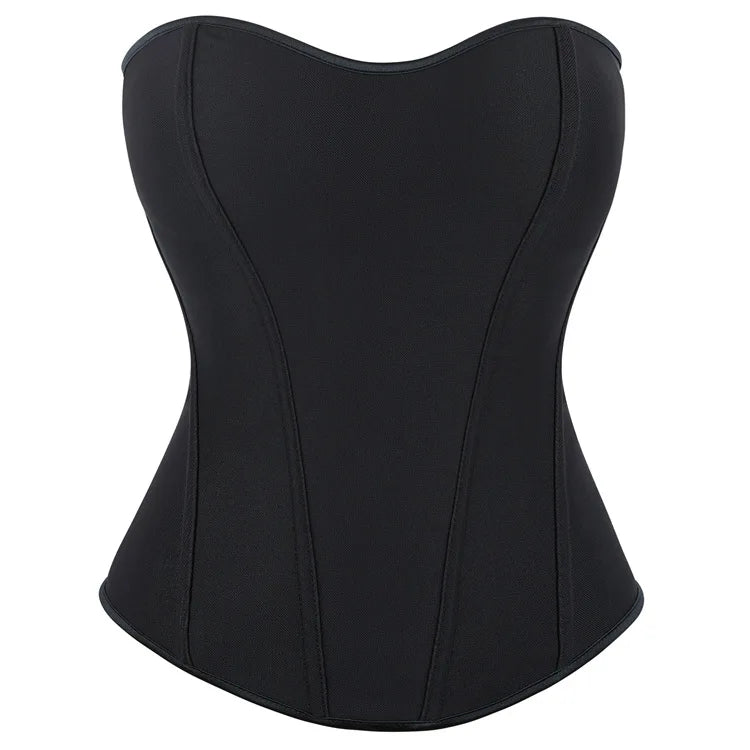 Rhinestone Overbust Corset | Boned Bustier | Black & White