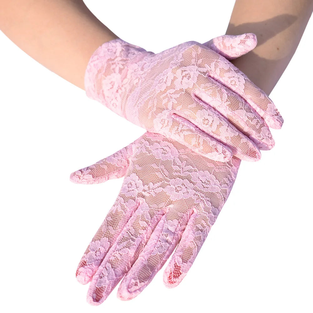 Sheer Lace Wrist Gloves | Floral | 2 Lengths | 10+ Colors