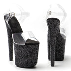 Clear Glitter Platform Sandals - 20cm Pole Dance Heels