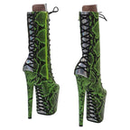 20CM Platform Ankle Boots - Snake Print Mix Color High Heel Pole Dance Boots