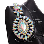 Oversized Crystal Drop Earrings | Clip-On | 13.8cm