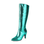 Metallic Knee-High Boot | Pointed Toe Stiletto | 8.5cm Heel