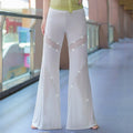 Rhinestone Flare Dance Pants | Mesh & Elastic | Belly Dance