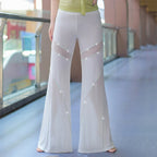 Rhinestone Flare Dance Pants | Mesh & Elastic | Belly Dance