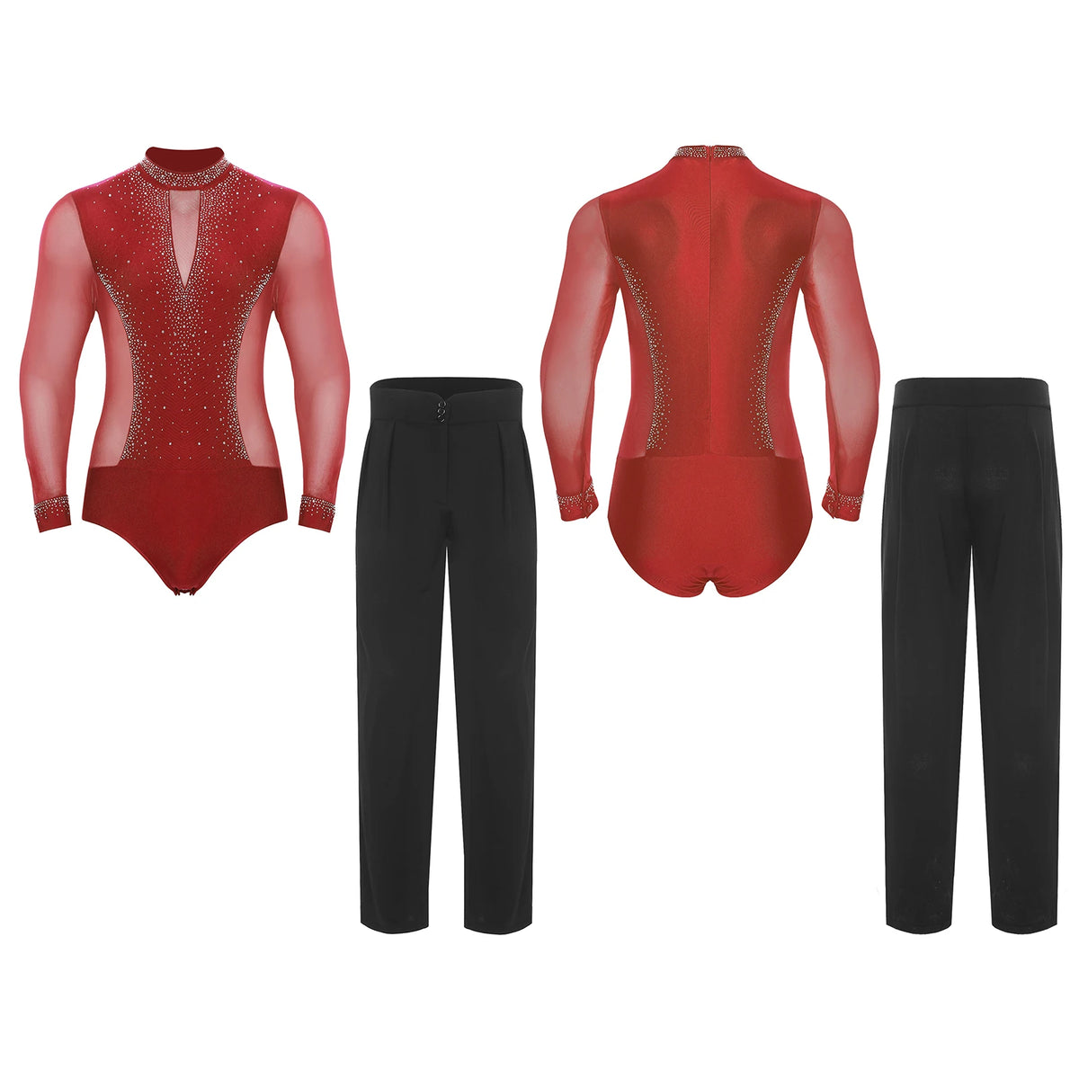 Men’s Latin Outfit | Rhinestone Mesh