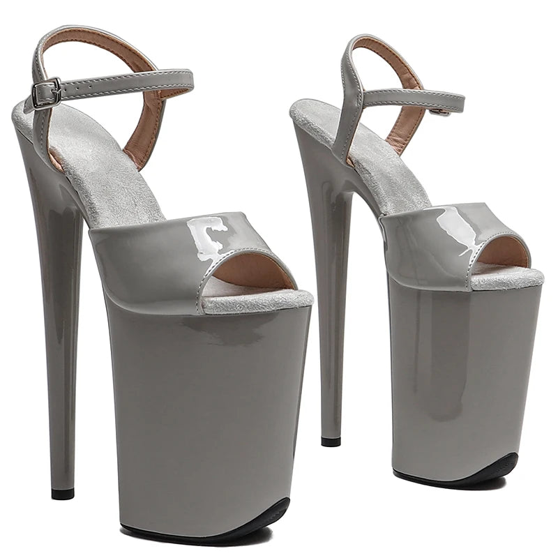 9-Inch Patent Platform Sandals - Peep Toe Exotic Dance Heels