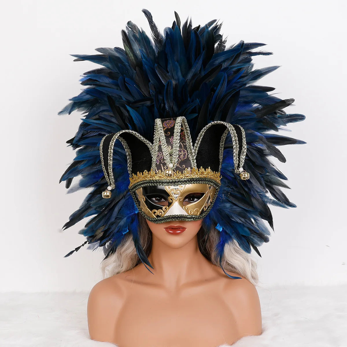Feather Masquerade Mask | Jester Crown