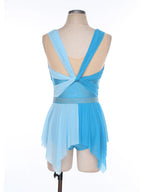Color-Block Lyrical Dance Dress | Twisted Knot | Irregular Hem | Rhinestone