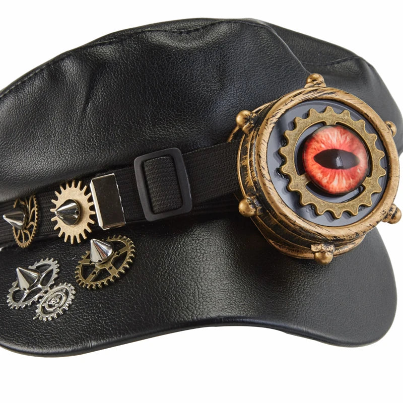Steampunk Newsboy Cap | Gear & Eye Detail