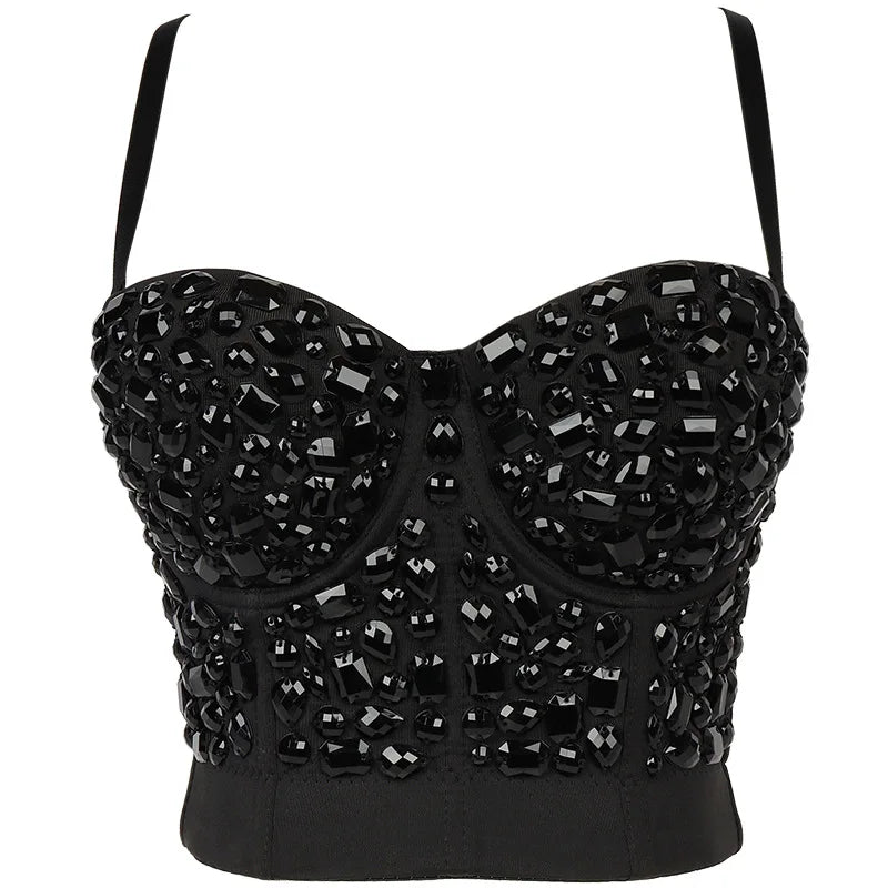 Heavy Beading Rhinestone Bustier | Colorful Crystal Corset Top