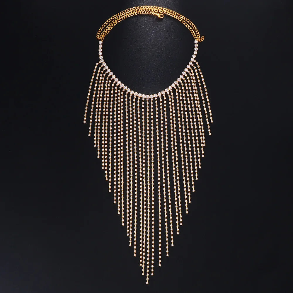 Dazzling Rhinestone Fringe Face Mask - Showgirl, Festival & Performance Accessory