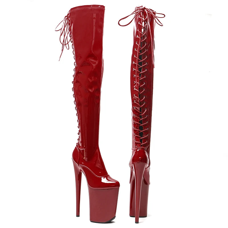 Patent Thigh-High Platform Pole Dance Boots – 9-Inch Heel
