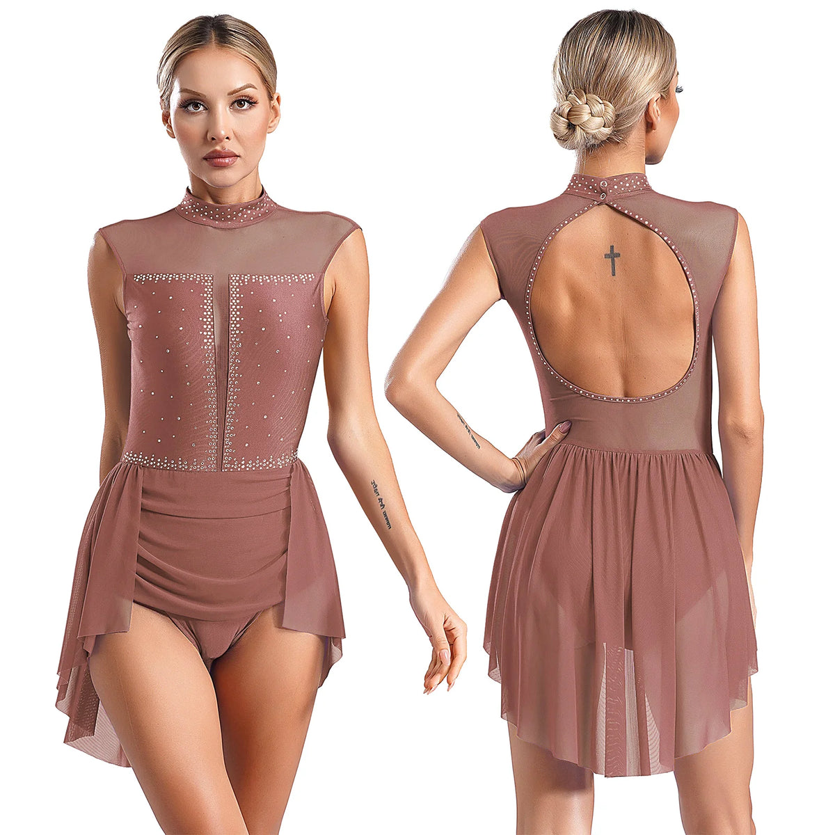 Lyrical Dance Dress | Rhinestone Mesh Skirt