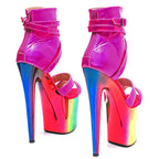20CM Platform Sandals - Shiny Open Toe High Heel Pole Dance Shoes