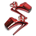 20cm Platform Sandals - Open Toe Metallic Dance Heels
