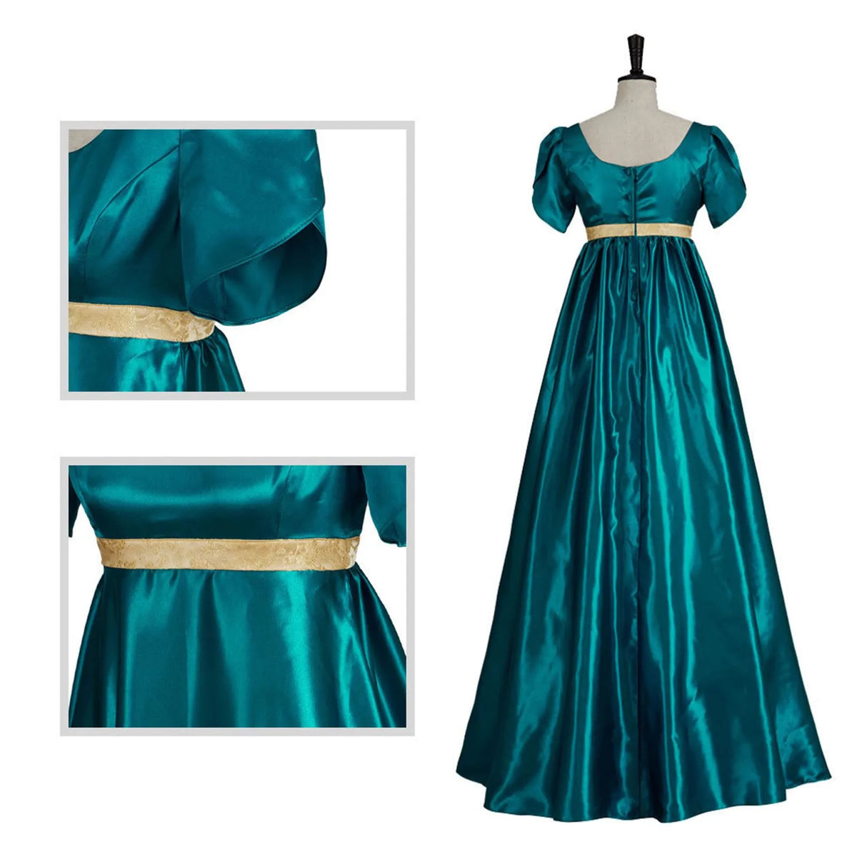 Satin Empire Waist Dress | Short Sleeves