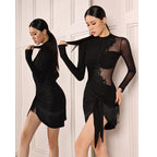 Latin Dance Leotard Top & Tassel Skirt Set