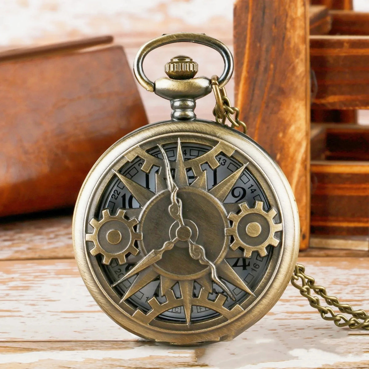 Steampunk Pocket Watch | Bronze Gear Detail