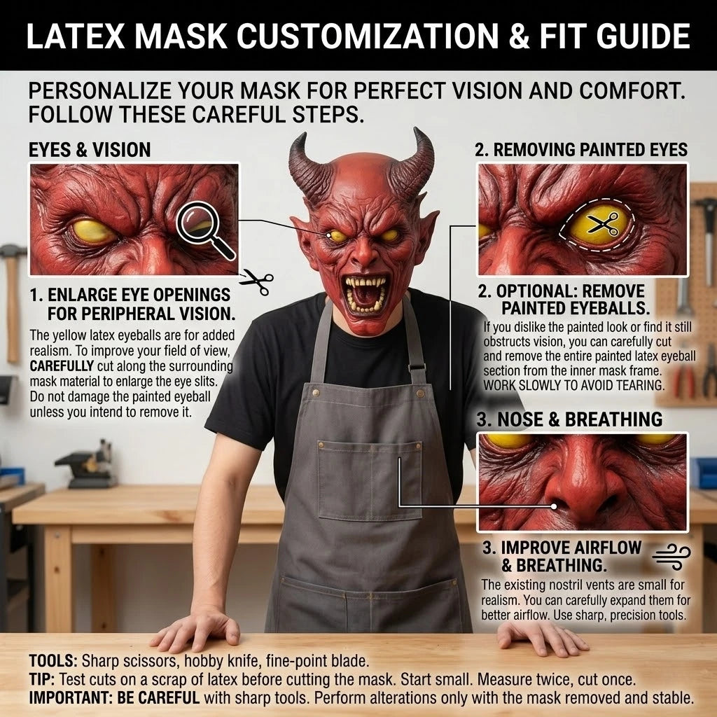 Horned Demon Mask | Red Horror Face