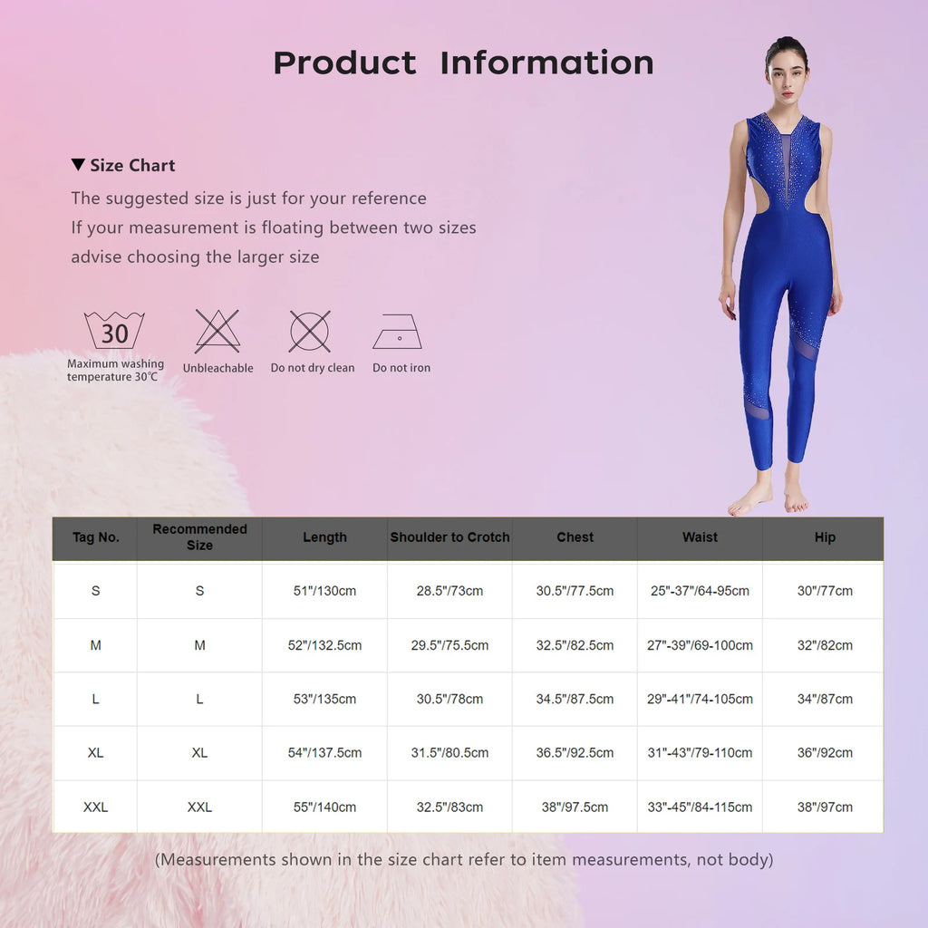Rhinestone Full-Body Leotard | Sleeveless | Keyhole Back | Mesh