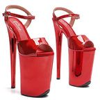 9-Inch Electroplated Platform Sandals - Metallic Dance Heels