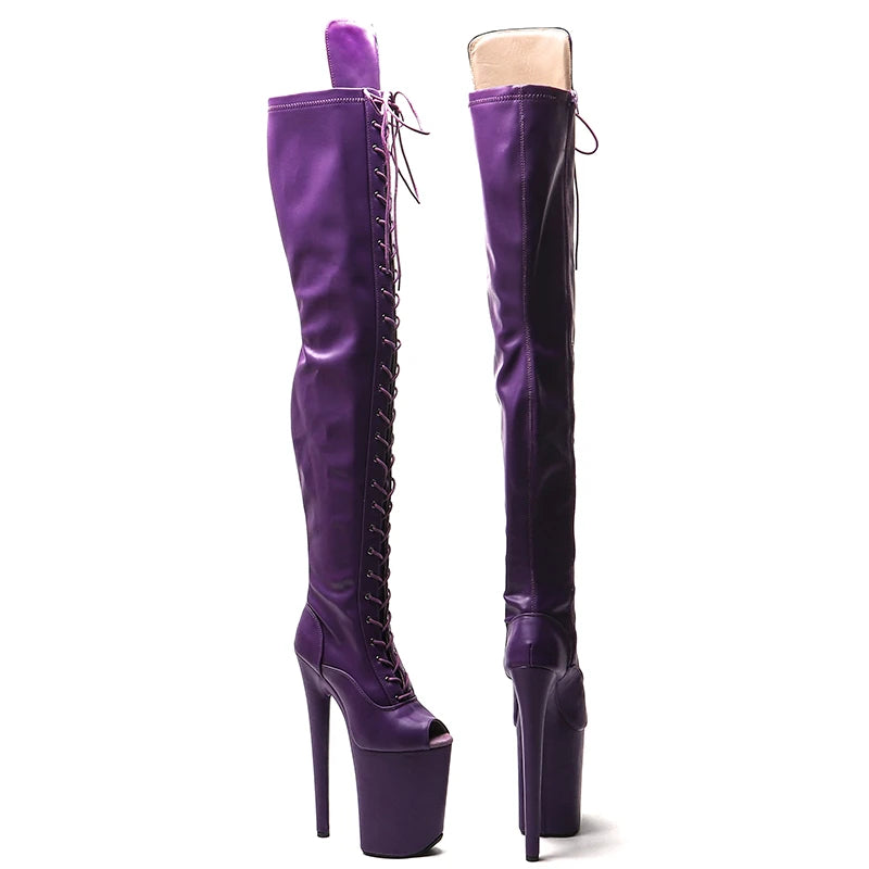 Matte Open-Toe Platform Pole Dance Boots – 9-Inch High Heel Stage Shoes