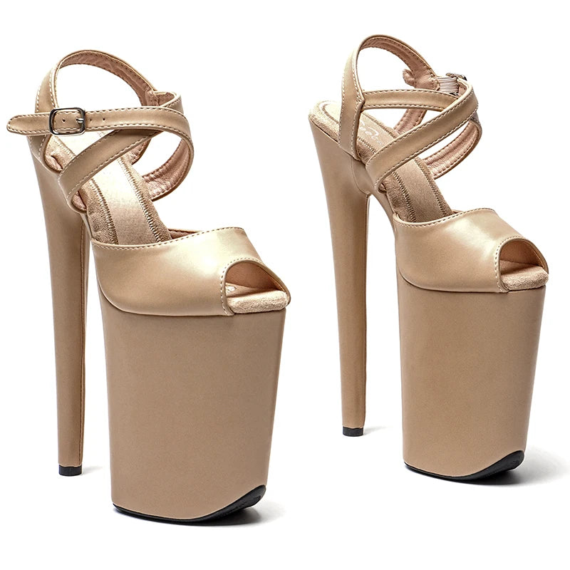 9-Inch Matte Platform Sandals | Open Toe | Cross Strap