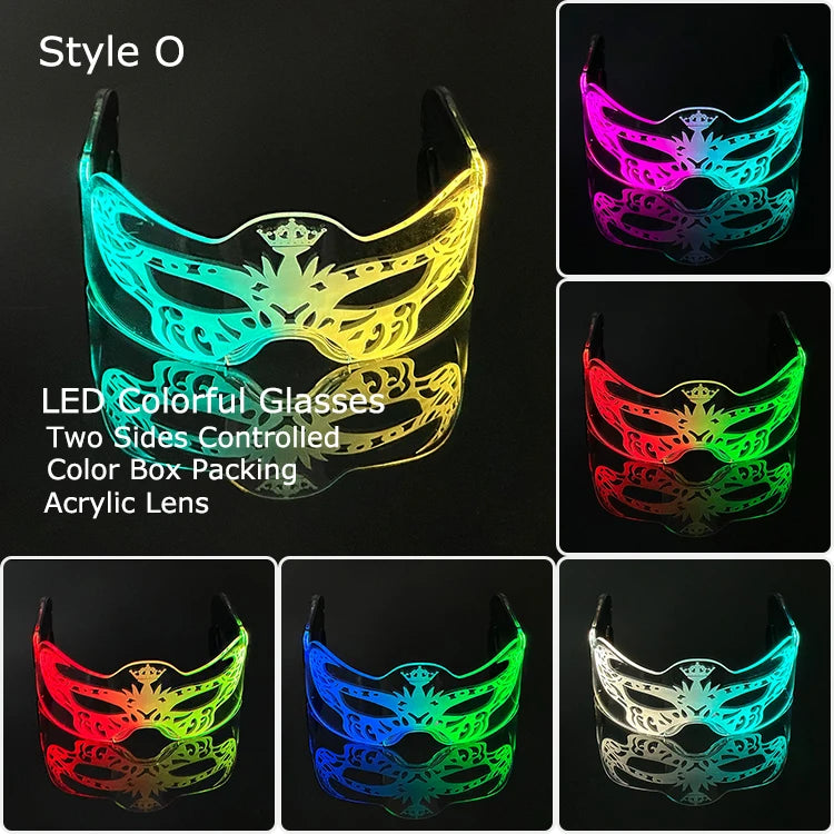 LED Acrylic Visor Glasses | 12-Mode Light-Up Rave Eyewear