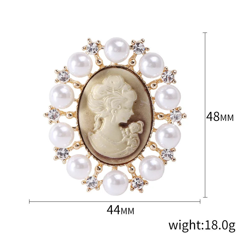 Victorian Cameo Brooch | Pearl & Crystal | Vintage Portrait Pin