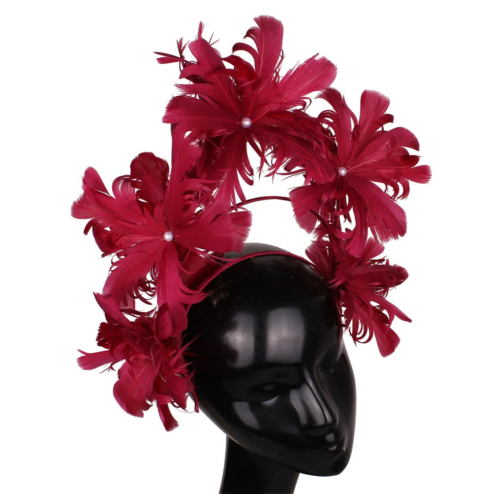 Feather Flower Headdress | Stage & Bridal Headpiece | 16 Colors