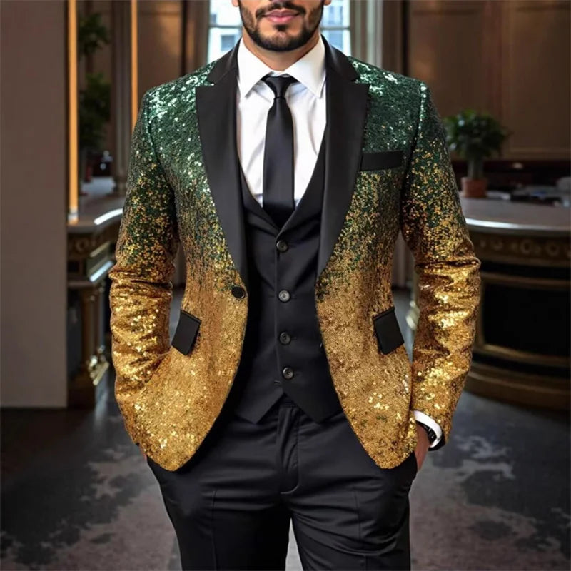 Men’s Sequin Blazer | Contrast Lapels