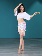 Belly Dance Top & Sequin Hip Wrap Set | Fringe Skirt