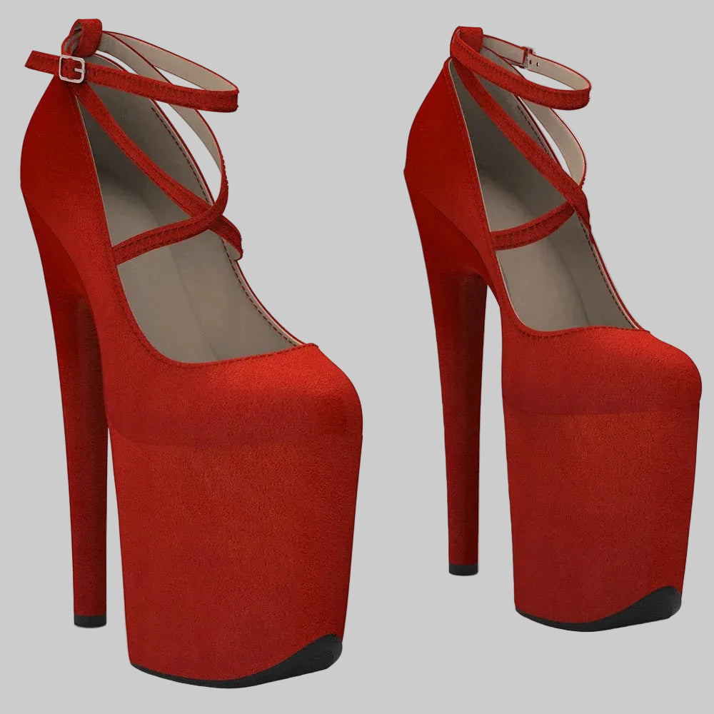 8-Inch Suede Platform Heels - Professional Pole Dance Shoes