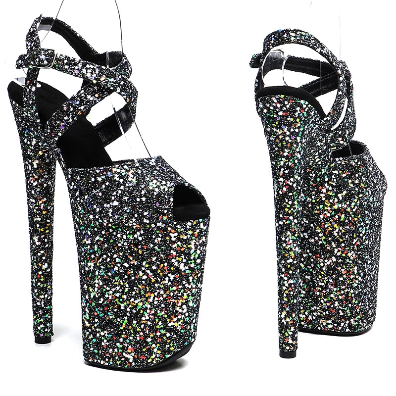 Glitter 9-Inch Platform Pole Dance Sandals