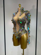 Rhinestone Stage Bodysuit | Iridescent Embellishment