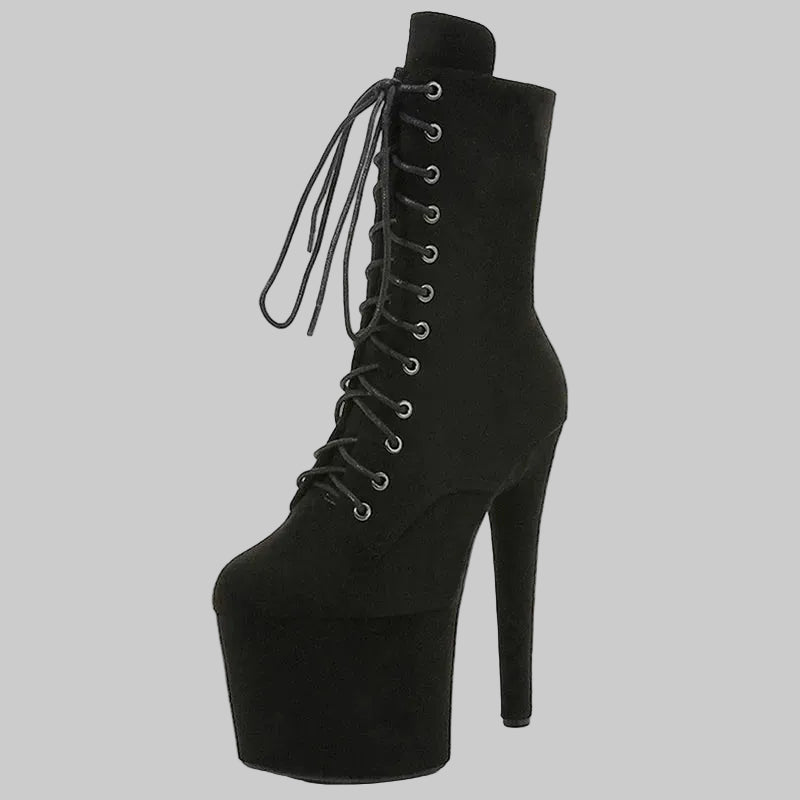 "The Siren" Extreme Platform Lace-Up Ankle Boots - 20cm Heel, 10cm Platform