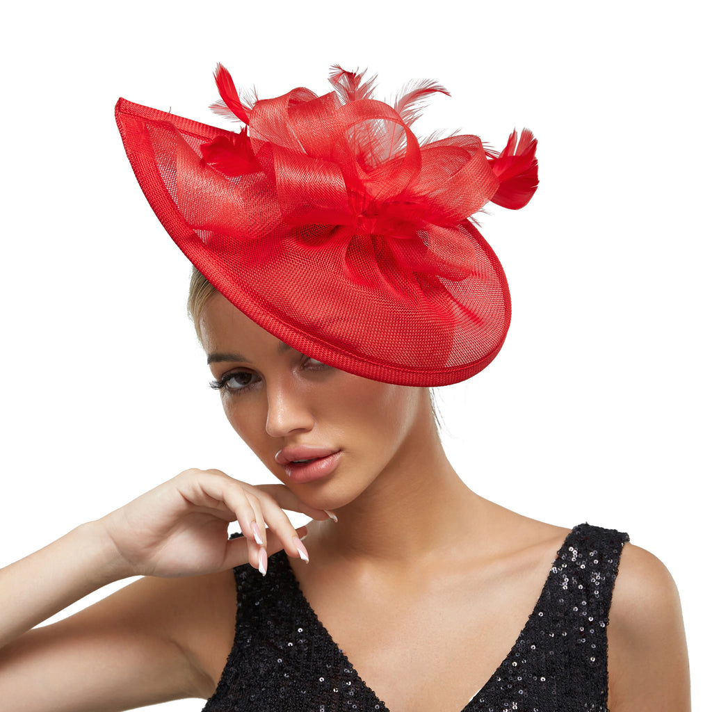 Feather & Mesh Drop Fascinator | Bridal & Tea Party | 8 Colors