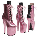 8-Inch Snake Print Platform Ankle Boots - Pole Dance Boots