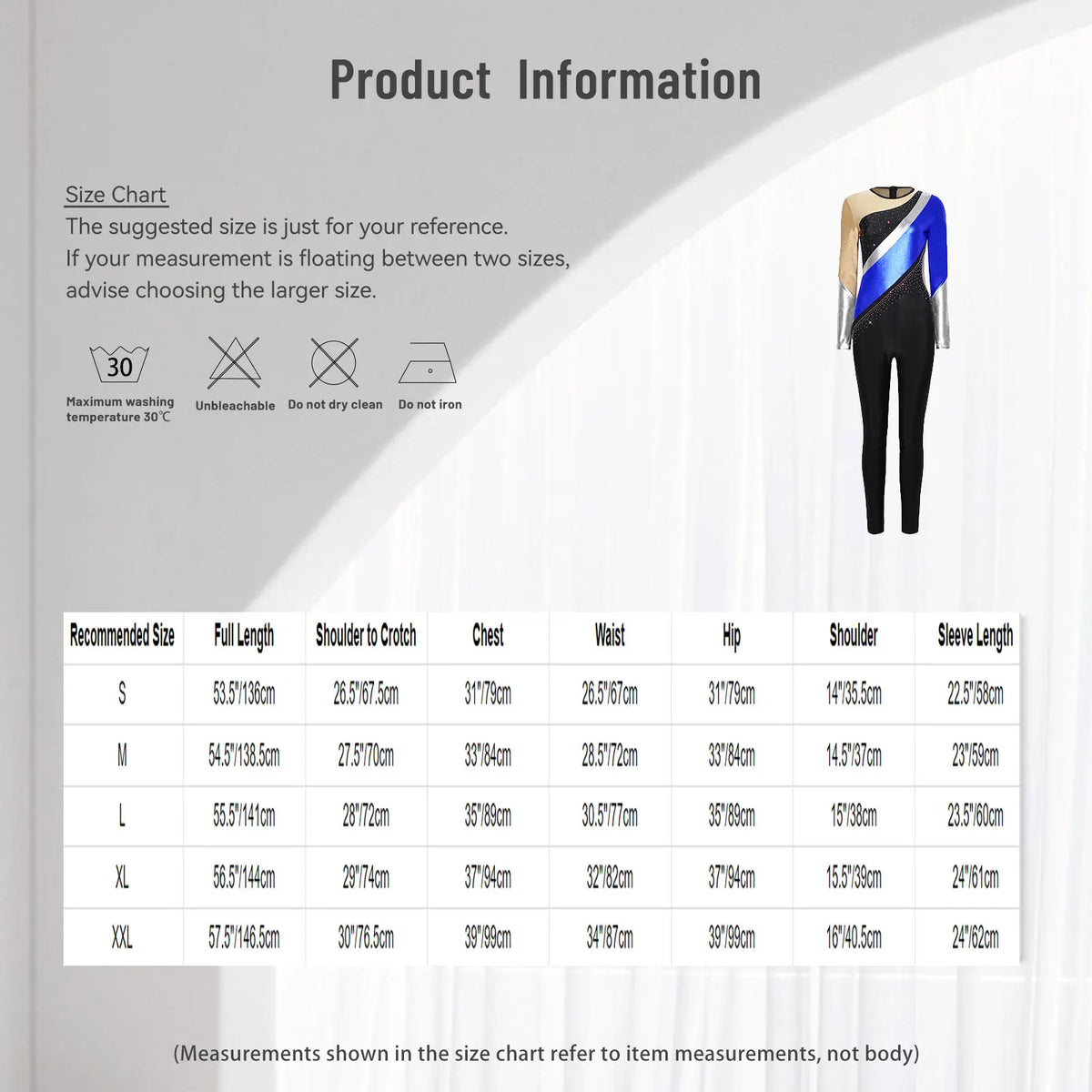 Color Block Metallic Unitard | Long Sleeve Rhinestone | Back Zip | Gymnastics Performance