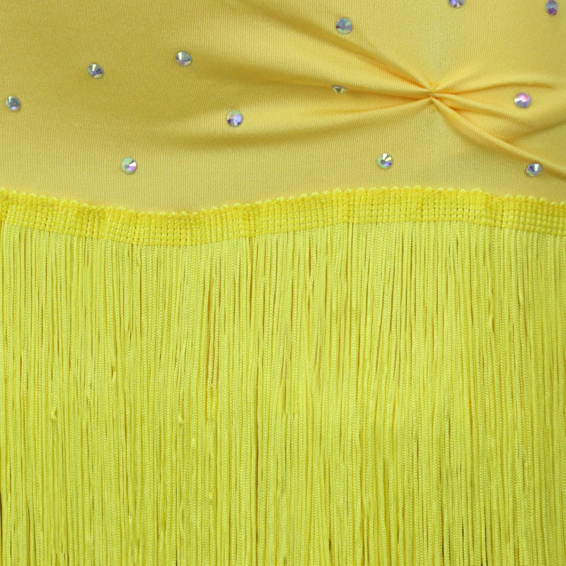 Yellow Latin Dance Dress with Fringe Details