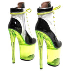 8-Inch Patent Black & White Ankle Boots