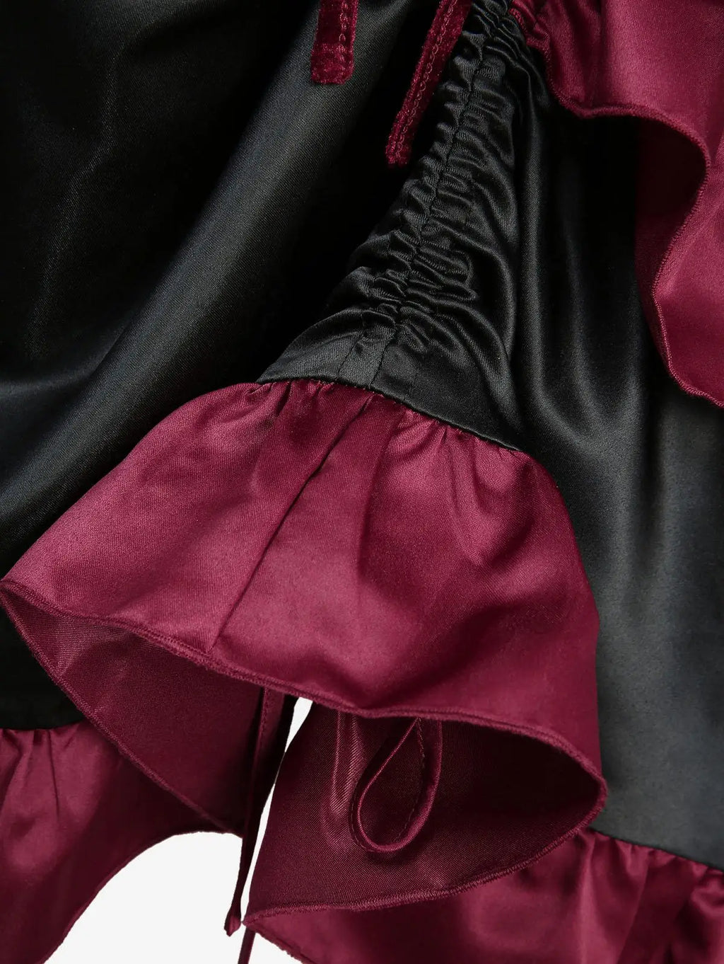 Gothic Ruffle Dress | Lace-Up Layered | Deep Red | S-XXXL
