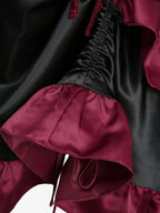 Gothic Ruffle Dress | Lace-Up Layered | Deep Red | S-XXXL