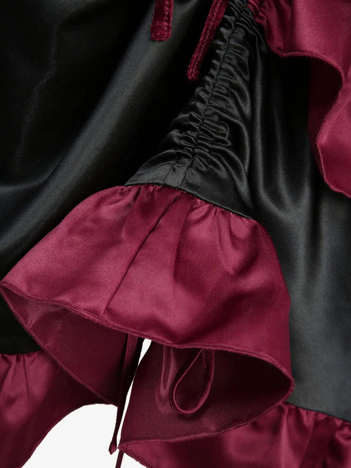 Gothic Ruffle Dress | Lace-Up Layered | Deep Red | S-XXXL