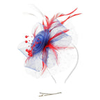 Feather Flower Fascinator Hat | Floral Mesh Headband | 36 Colors