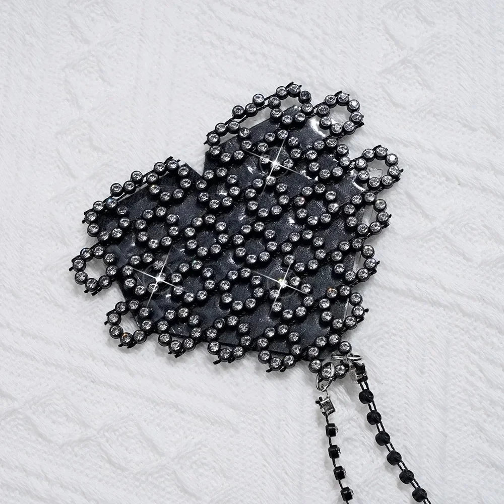 Heart Nipple Pasties | Rhinestone Chain | Body Choker