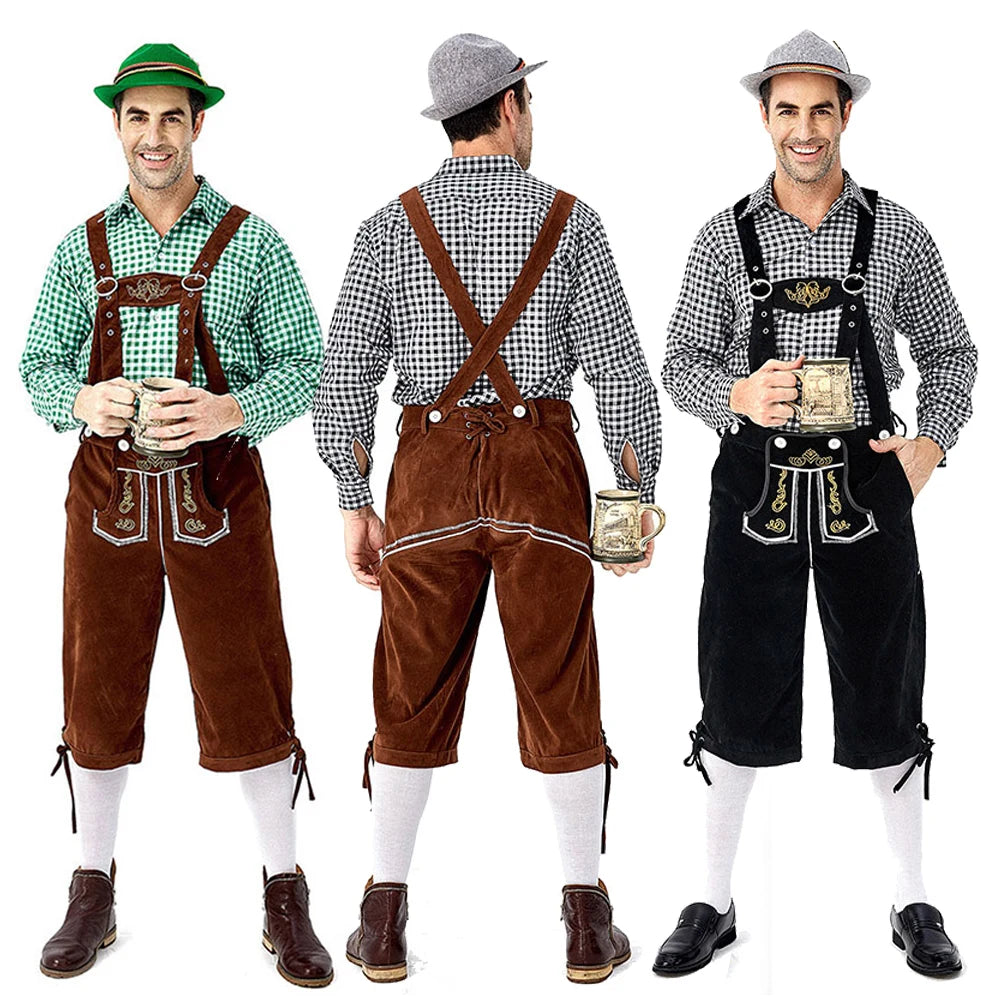 Men's Lederhosen Costume | Shirt, Suspender Shorts & Hat
